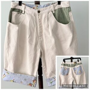 🌊 Vintage LA GATE Nautical Print Cuffed Shorts Made in Taiwan Mens